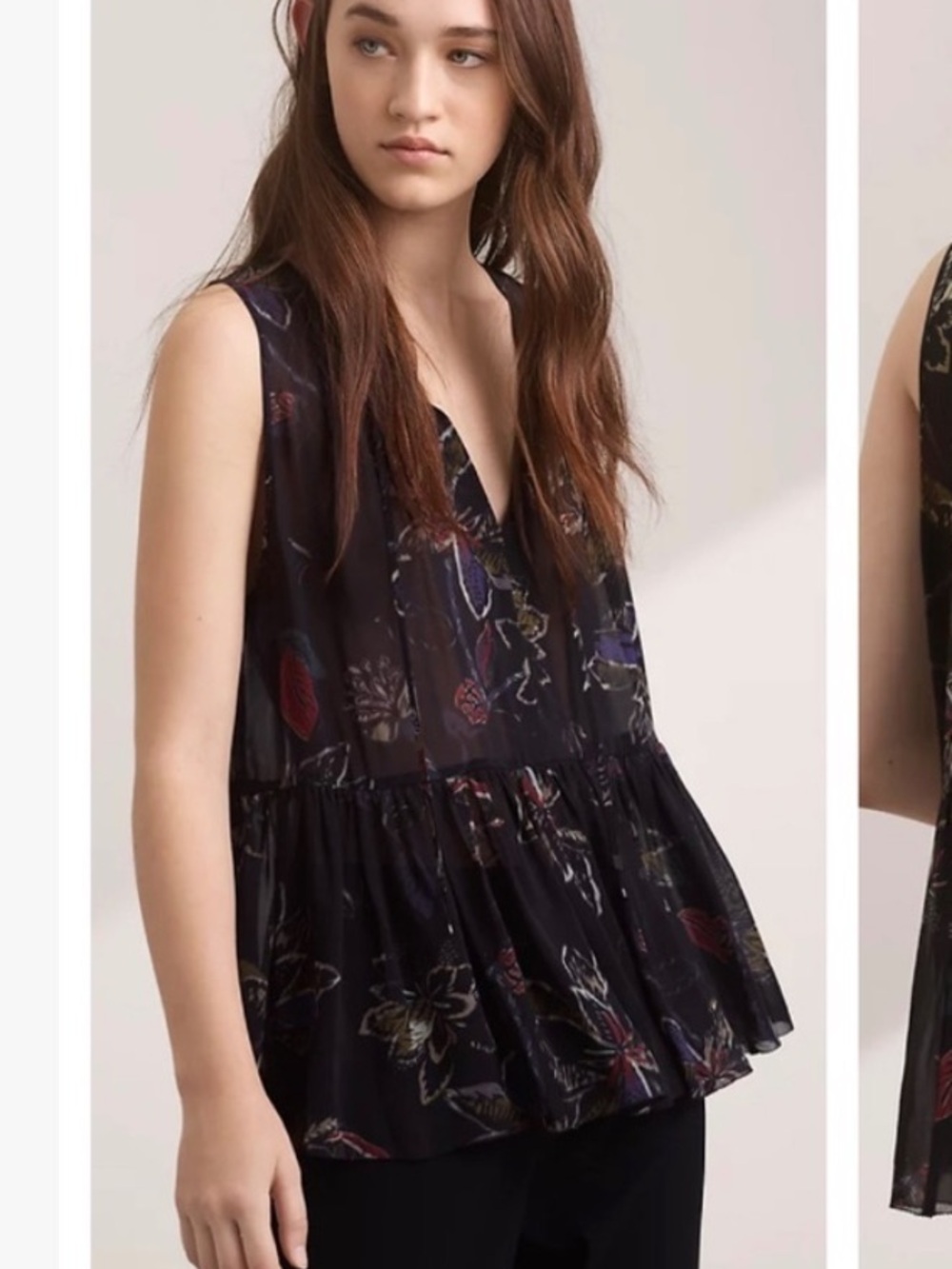 Aritzia Wilfred Black Nantes Floral Blouse